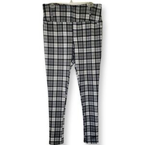 Shosho Women's XL High Waist Black & White Checkered Jeggings